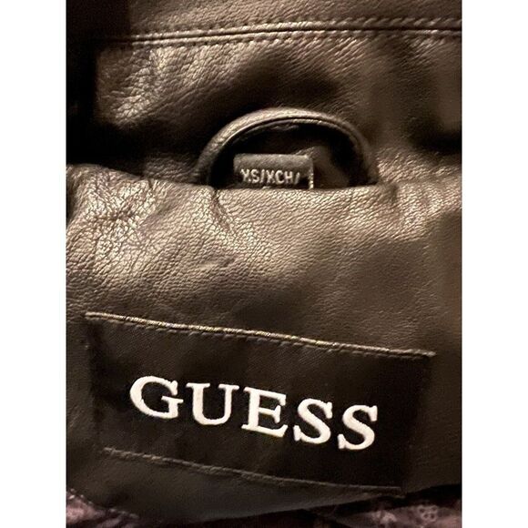 GUESS Womens Faux-Leather Moto Jacket Black Extra Small NWT - Picture 6 of 9